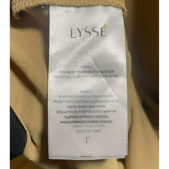 LYSSE New York Windsor Camel Mixed Media Chiffon Overlay Tunic Top Women Size L - Picture 13 of 16